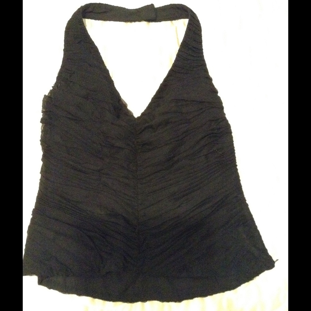Chetta B Vintage Black Ruched Halter Top